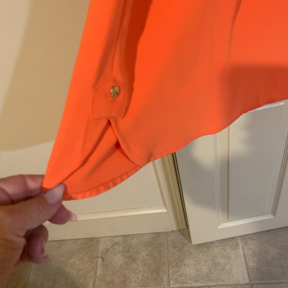 Calvin Klein Orange Sleeveless Belted Dress sz 6 - Picture 4 of 7